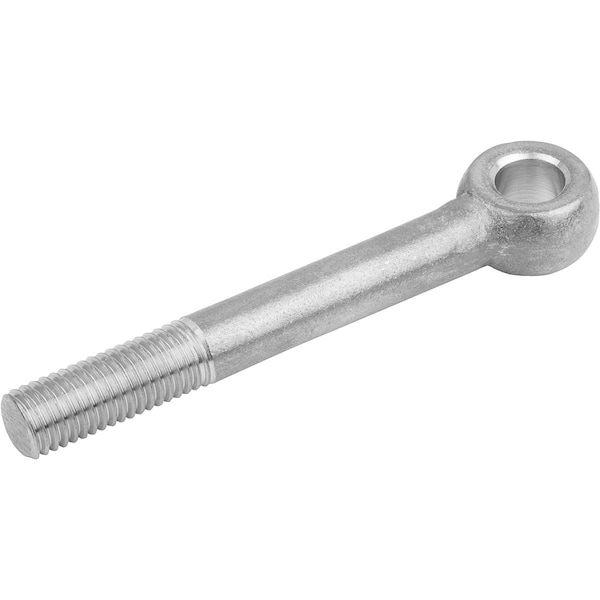 Kipp Eye Bolt Without Shoulder, M12, 62.5 mm Shank, 12 mm ID, Stainless